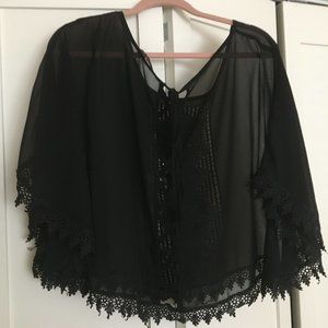Foreign Exchange Boho Sheer Lace blouse (Black)